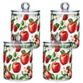 thumbnail image 1 of Yayeee 4 Pack Qtip Holder Bathroom Cotton Swab Canister with Lid Clear Dispenser Set, Apple Pattern, 1 of 6