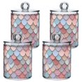 thumbnail image 1 of Yayeee 4 Pack Qtip Holder Bathroom Cotton Swab Canister with Lid Clear Dispenser Set, Art Pattern, 1 of 6