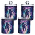 thumbnail image 1 of Yayeee 4 Pack Qtip Holder Bathroom Cotton Swab Canister with Lid Clear Dispenser Set, Astronaut Pattern, 1 of 6