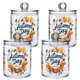 thumbnail image 1 of Yayeee 4 Pack Qtip Holder Bathroom Cotton Swab Canister with Lid Clear Dispenser Set, Autumn Day with Cocoa Pattern, 1 of 6
