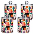 thumbnail image 1 of Yayeee 4 Pack Qtip Holder Bathroom Cotton Swab Canister with Lid Clear Dispenser Set, Beige Abstract, 1 of 6