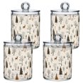 thumbnail image 1 of Yayeee 4 Pack Qtip Holder Bathroom Cotton Swab Canister with Lid Clear Dispenser Set, Beige Christmas Forest, 1 of 6