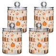 thumbnail image 1 of Yayeee 4 Pack Qtip Holder Bathroom Cotton Swab Canister with Lid Clear Dispenser Set, Beige Fall Acorns Pattern, 1 of 6