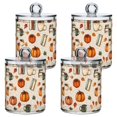 thumbnail image 1 of Yayeee 4 Pack Qtip Holder Bathroom Cotton Swab Canister with Lid Clear Dispenser Set, Beige Fall Coffee, 1 of 6