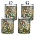 thumbnail image 1 of Yayeee 4 Pack Qtip Holder Bathroom Cotton Swab Canister with Lid Clear Dispenser Set, Beige Floral Garden, 1 of 6