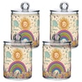 thumbnail image 1 of Yayeee 4 Pack Qtip Holder Bathroom Cotton Swab Canister with Lid Clear Dispenser Set, Beige Rainbow, 1 of 6