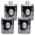 thumbnail image 1 of Yayeee 4 Pack Qtip Holder Bathroom Cotton Swab Canister with Lid Clear Dispenser Set, Black Moon, 1 of 6