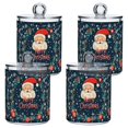 thumbnail image 1 of Yayeee 4 Pack Qtip Holder Bathroom Cotton Swab Canister with Lid Clear Dispenser Set, Blue Christmas Santa, 1 of 6