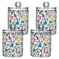 thumbnail image 1 of Yayeee 4 Pack Qtip Holder Bathroom Cotton Swab Canister with Lid Clear Dispenser Set, Blue Triangles, 1 of 6