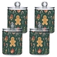 thumbnail image 1 of Yayeee 4 Pack Qtip Holder Bathroom Cotton Swab Canister with Lid Clear Dispenser Set, Brown Christmas Gingerbread, 1 of 6