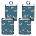 thumbnail image 1 of Yayeee 4 Pack Qtip Holder Bathroom Cotton Swab Canister with Lid Clear Dispenser Set, Capybaras Swimming, 1 of 6