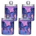 thumbnail image 1 of Yayeee 4 Pack Qtip Holder Bathroom Cotton Swab Canister with Lid Clear Dispenser Set, Cat Walking in Street, 1 of 6