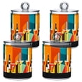 thumbnail image 1 of Yayeee 4 Pack Qtip Holder Bathroom Cotton Swab Canister with Lid Clear Dispenser Set, Colorful Cocktails, 1 of 6