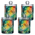 thumbnail image 1 of Yayeee 4 Pack Qtip Holder Bathroom Cotton Swab Canister with Lid Clear Dispenser Set, Colorful Plants, 1 of 6