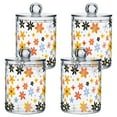 thumbnail image 1 of Yayeee 4 Pack Qtip Holder Bathroom Cotton Swab Canister with Lid Clear Dispenser Set, Colorful Retro Floral, 1 of 6