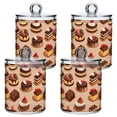 thumbnail image 1 of Yayeee 4 Pack Qtip Holder Bathroom Cotton Swab Canister with Lid Clear Dispenser Set, Creamy Cake, 1 of 6