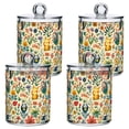 thumbnail image 1 of Yayeee 4 Pack Qtip Holder Bathroom Cotton Swab Canister with Lid Clear Dispenser Set, Floral Animals, 1 of 6