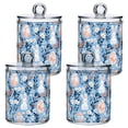 thumbnail image 1 of Yayeee 4 Pack Qtip Holder Bathroom Cotton Swab Canister with Lid Clear Dispenser Set, Floral Easter Rabbits, 1 of 6