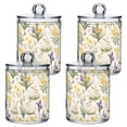 thumbnail image 1 of Yayeee 4 Pack Qtip Holder Bathroom Cotton Swab Canister with Lid Clear Dispenser Set, Floral Rabbit, 1 of 6