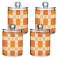 thumbnail image 1 of Yayeee 4 Pack Qtip Holder Bathroom Cotton Swab Canister with Lid Clear Dispenser Set, Geometric Pattern, 1 of 6