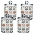 thumbnail image 1 of Yayeee 4 Pack Qtip Holder Bathroom Cotton Swab Canister with Lid Clear Dispenser Set, Gray Cat Pattern, 1 of 6