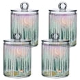 thumbnail image 1 of Yayeee 4 Pack Qtip Holder Bathroom Cotton Swab Canister with Lid Clear Dispenser Set, Green Deer, 1 of 6