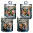 thumbnail image 1 of Yayeee 4 Pack Qtip Holder Bathroom Cotton Swab Canister with Lid Clear Dispenser Set, Green Goldfish, 1 of 6