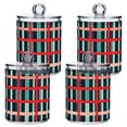 thumbnail image 1 of Yayeee 4 Pack Qtip Holder Dispenser for Bathroom with Lid Cotton Swab Canister, Green Plaid, 1 of 6