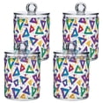 thumbnail image 1 of Yayeee 4 Pack Qtip Holder Bathroom Cotton Swab Canister with Lid Clear Dispenser Set, Green Simple Triangles, 1 of 6