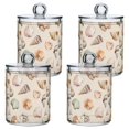 thumbnail image 1 of Yayeee 4 Pack Qtip Holder Bathroom Cotton Swab Canister with Lid Clear Dispenser Set, Green Watercolor Seashells, 1 of 6