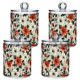 thumbnail image 1 of Yayeee 4 Pack Qtip Holder Bathroom Cotton Swab Canister with Lid Clear Dispenser Set, Large Red Floral Pattern, 1 of 6