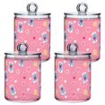 thumbnail image 1 of Yayeee 4 Pack Qtip Holder Bathroom Cotton Swab Canister with Lid Clear Dispenser Set, Love Connection, 1 of 6