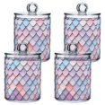 thumbnail image 1 of Yayeee 4 Pack Qtip Holder Bathroom Cotton Swab Canister with Lid Clear Dispenser Set, Pink Art Pattern, 1 of 6