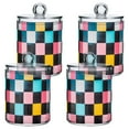 thumbnail image 1 of Yayeee 4 Pack Qtip Holder Bathroom Cotton Swab Canister with Lid Clear Dispenser Set, Pink Checkered Pattern, 1 of 6