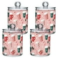 thumbnail image 1 of Yayeee 4 Pack Qtip Holder Bathroom Cotton Swab Canister with Lid Clear Dispenser Set, Pink Christmas Cups, 1 of 6
