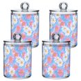 thumbnail image 1 of Yayeee 4 Pack Qtip Holder Bathroom Cotton Swab Canister with Lid Clear Dispenser Set, Pink Daisy, 1 of 6