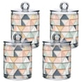 thumbnail image 1 of Yayeee 4 Pack Qtip Holder Bathroom Cotton Swab Canister with Lid Clear Dispenser Set, Pink Geometric, 1 of 6
