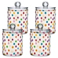thumbnail image 1 of Yayeee 4 Pack Qtip Holder Bathroom Cotton Swab Canister with Lid Clear Dispenser Set, Polka Dot, 1 of 6