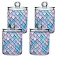 thumbnail image 1 of Yayeee 4 Pack Qtip Holder Dispenser for Bathroom with Lid Cotton Swab Canister, Purple Art Pattern, 1 of 6