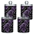 thumbnail image 1 of Yayeee 4 Pack Qtip Holder Bathroom Cotton Swab Canister with Lid Clear Dispenser Set, Purple Roses, 1 of 6