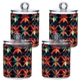 thumbnail image 1 of Yayeee 4 Pack Qtip Holder Bathroom Cotton Swab Canister with Lid Clear Dispenser Set, Red Abstract, 1 of 6