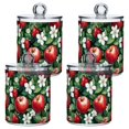 thumbnail image 1 of Yayeee 4 Pack Qtip Holder Bathroom Cotton Swab Canister with Lid Clear Dispenser Set, Red Apple Pattern, 1 of 6