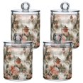thumbnail image 1 of Yayeee 4 Pack Qtip Holder Bathroom Cotton Swab Canister with Lid Clear Dispenser Set, Red Mountain Pattern, 1 of 6
