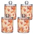 thumbnail image 1 of Yayeee 4 Pack Qtip Holder Bathroom Cotton Swab Canister with Lid Clear Dispenser Set, Red Starfish, 1 of 6