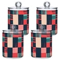 thumbnail image 1 of Yayeee 4 Pack Qtip Holder Bathroom Cotton Swab Canister with Lid Clear Dispenser Set, Red Teal Plaid, 1 of 6