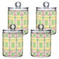 thumbnail image 1 of Yayeee 4 Pack Qtip Holder Bathroom Cotton Swab Canister with Lid Clear Dispenser Set, Retro Beige Stars, 1 of 6