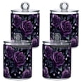 thumbnail image 1 of Yayeee 4 Pack Qtip Holder Bathroom Cotton Swab Canister with Lid Clear Dispenser Set, Roses and Pearls, 1 of 6