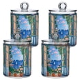 thumbnail image 1 of Yayeee 4 Pack Qtip Holder Bathroom Cotton Swab Canister with Lid Clear Dispenser Set, Sea Window, 1 of 6