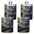 thumbnail image 1 of Yayeee 4 Pack Qtip Holder Dispenser for Bathroom with Lid Cotton Swab Canister, Swirling Starry Sky, 1 of 6