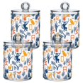 thumbnail image 1 of Yayeee 4 Pack Qtip Holder Bathroom Cotton Swab Canister with Lid Clear Dispenser Set, Tropical Jungle Vibes, 1 of 6
